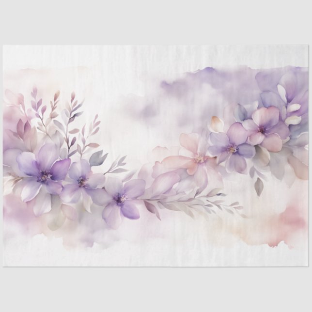 Papier Mousseline Découpage Floral Violet 18b (Recto)