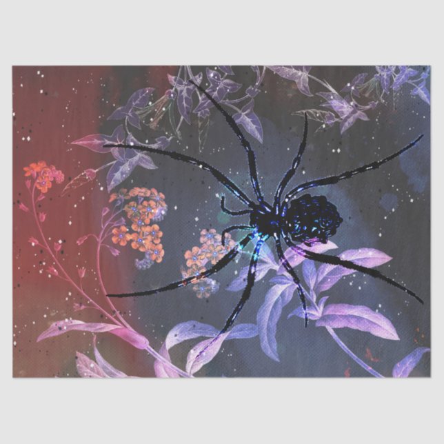 Papier Mousseline Découpage florale de l'araignée gothique (Recto)