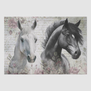 Papier Mousseline Découpage florale du Cheval Blanc Noir