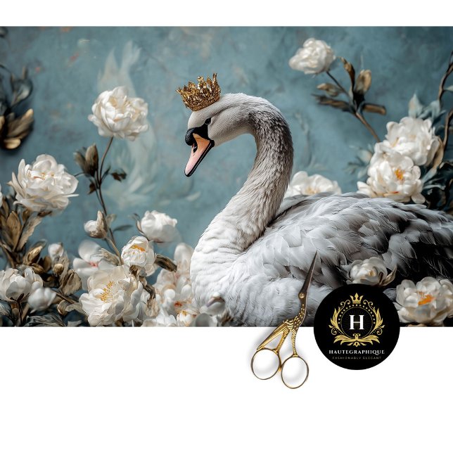 Papier Mousseline Découpage florale Gracial Swan Gold Crown (Créateur téléchargé)