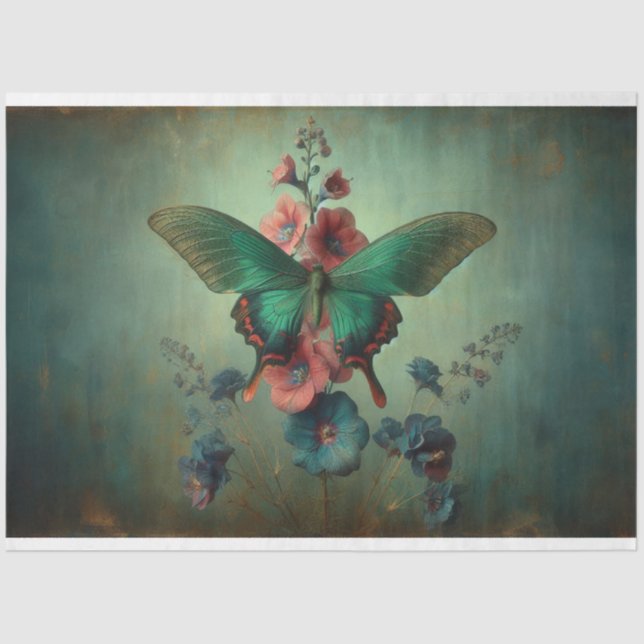 Papier Mousseline Découpage florale papillon (Recto)