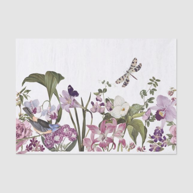 Papier Mousseline Découpage florale transparente (Recto)