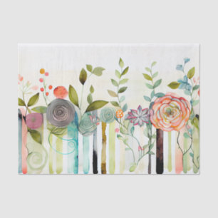 Papier Mousseline Découpage florale vert pourpre fleur sauvage T