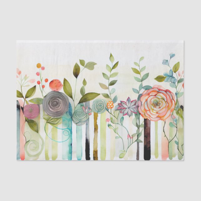 Papier Mousseline Découpage florale vert pourpre fleur sauvage T (Recto)