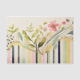 Papier Mousseline Découpage florale vert pourpre fleur sauvage T