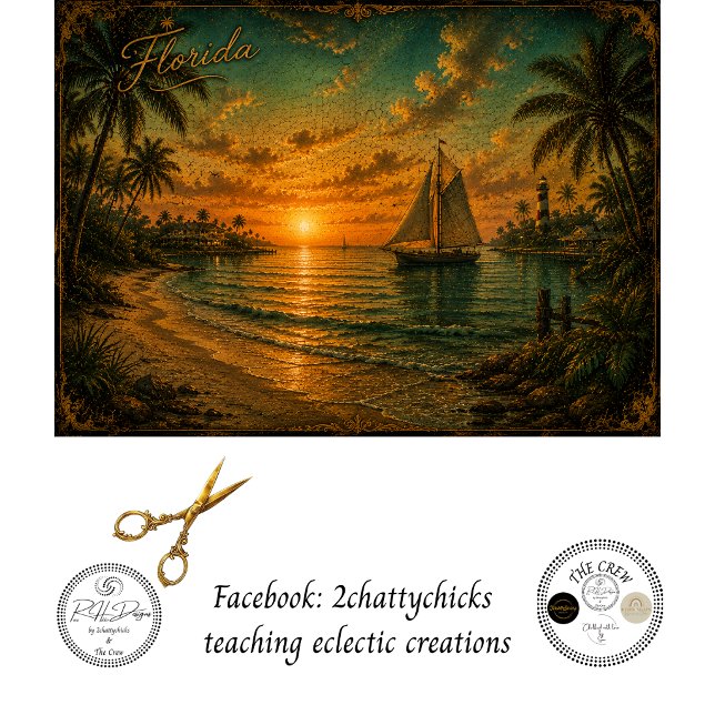 Papier Mousseline Decoupage Florida Sunset Lighthouse & Voilier (Créateur téléchargé)