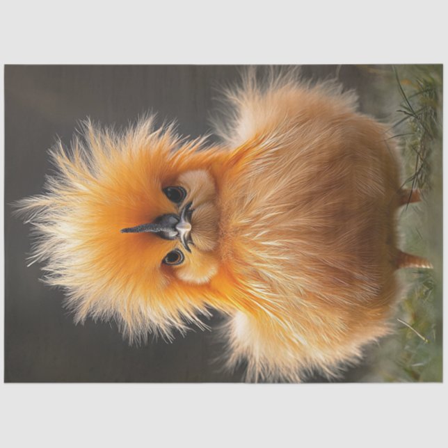 Papier Mousseline Découpage Fluffy Bright Orange Bird (Recto)