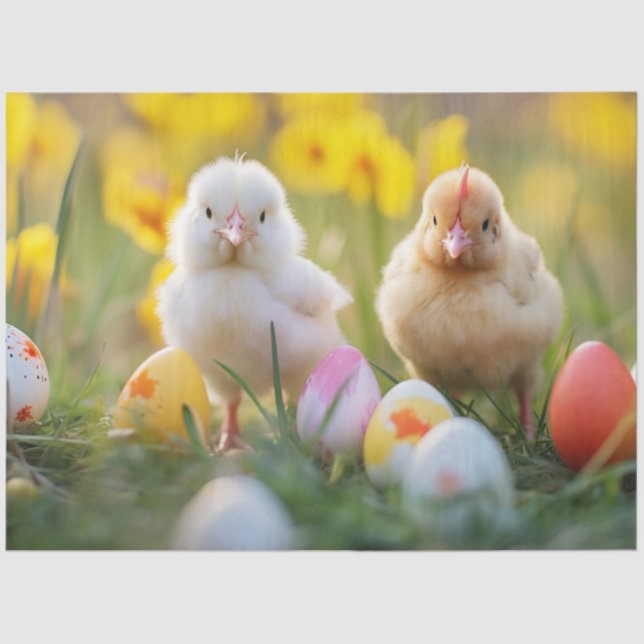 Papier Mousseline Découpage Fluffy Chicks Pastel Couleurs Pâques (Recto)