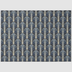 Papier Mousseline Découpage Fontaine Art Déco Bleu et Or