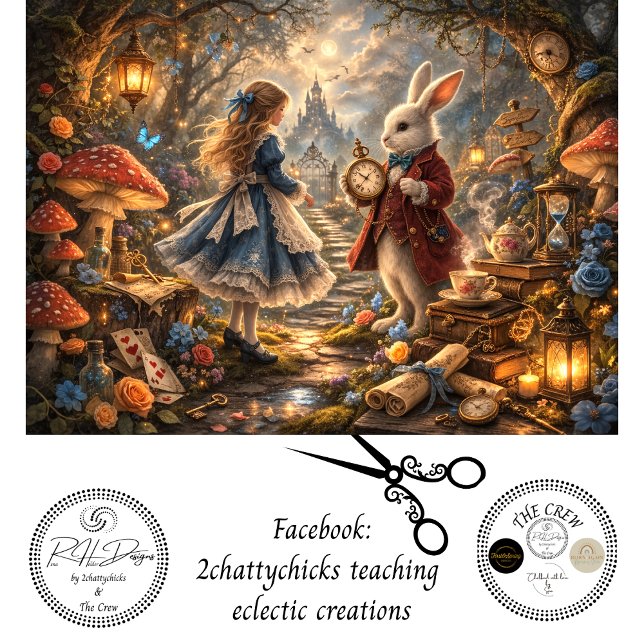 Papier Mousseline Decoupage Forêt Enchantée Fille & Lapin (Créateur téléchargé)