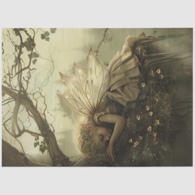 Papier Mousseline Découpage Forêt Fée Magie Nature (Recto)