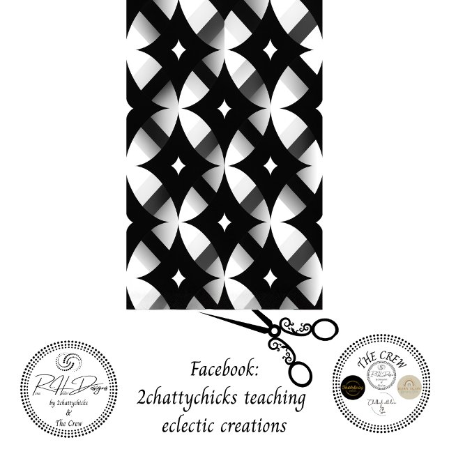 Papier Mousseline Decoupage Geometric Black White Abstract Pattern  (Créateur téléchargé)