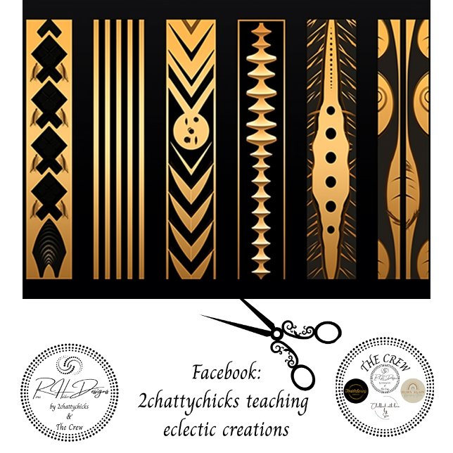 Papier Mousseline Decoupage Gold Black Ornamental Patterns Inlay  (Créateur téléchargé)