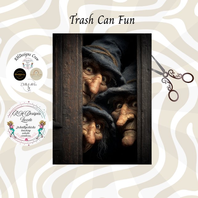 Papier Mousseline Decoupage Gothic Witches Peeking Art  (Créateur téléchargé)