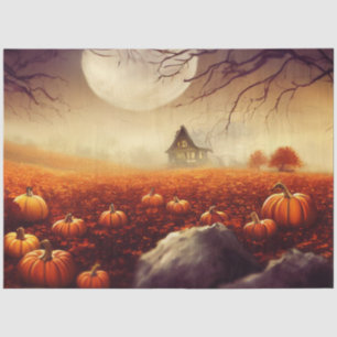 Papier Mousseline Découpage gothique Citrouille noir orange