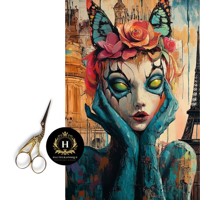 Papier Mousseline Découpage gothique coloré Paris Gargoyle (Créateur téléchargé)