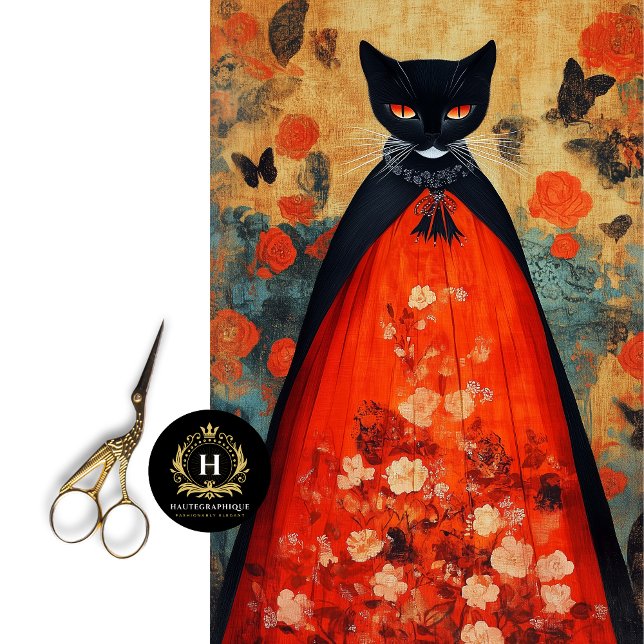 Papier Mousseline Découpage gothique de chat noir (Créateur téléchargé)