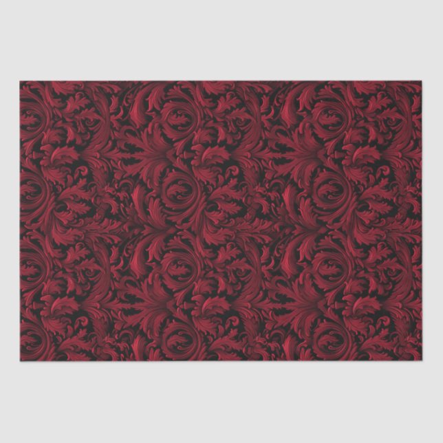 Papier Mousseline Découpage Gothique De Jacquard - Rouge Et Noir (Recto)