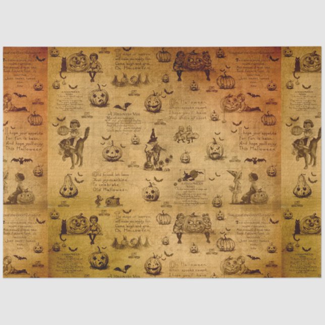 Papier Mousseline Découpage gothique du corbeau noir orange (Recto)