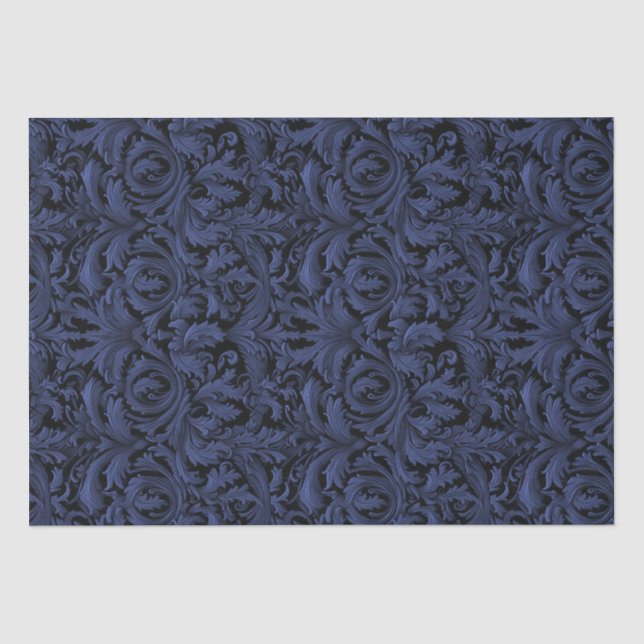 Papier Mousseline Découpage gothique Jacquard - Bleu clair (Recto)