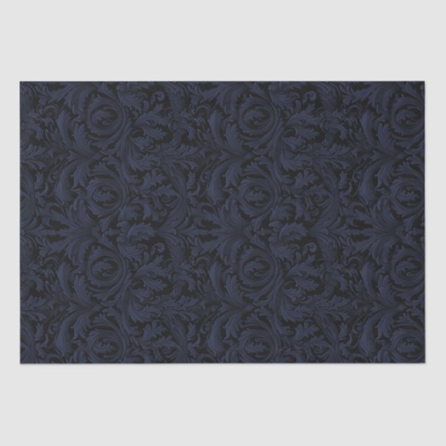 Papier Mousseline Découpage gothique Jacquard - Dusky Blue (Recto)