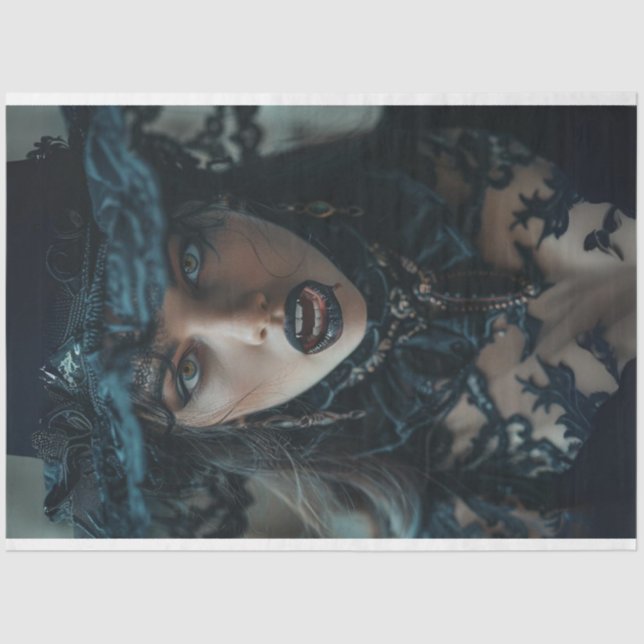 Papier Mousseline Découpage Gothique Vampire Lady Nocturne (Recto)