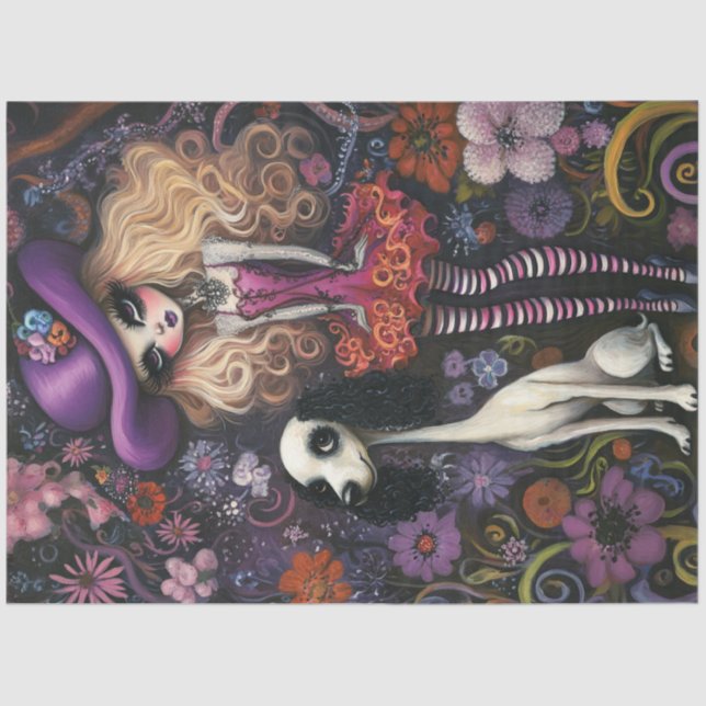 Papier Mousseline Découpage Gothique Whimsical Girl Standard Poodle (Recto)