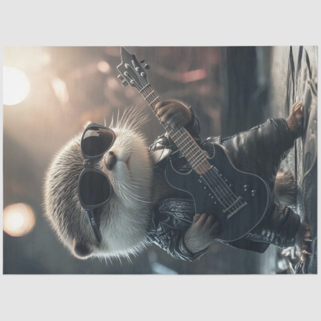 Papier Mousseline Découpage Guitare élégante Lecture Otter (Recto)