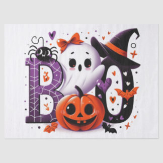 Papier Mousseline Découpage Halloween Ghost & Citrouille 'Boo'