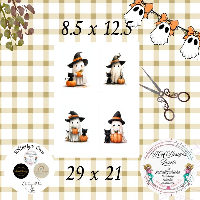 Papier Mousseline Découpage Halloween Ghosts Scrapbooking (Créateur téléchargé)