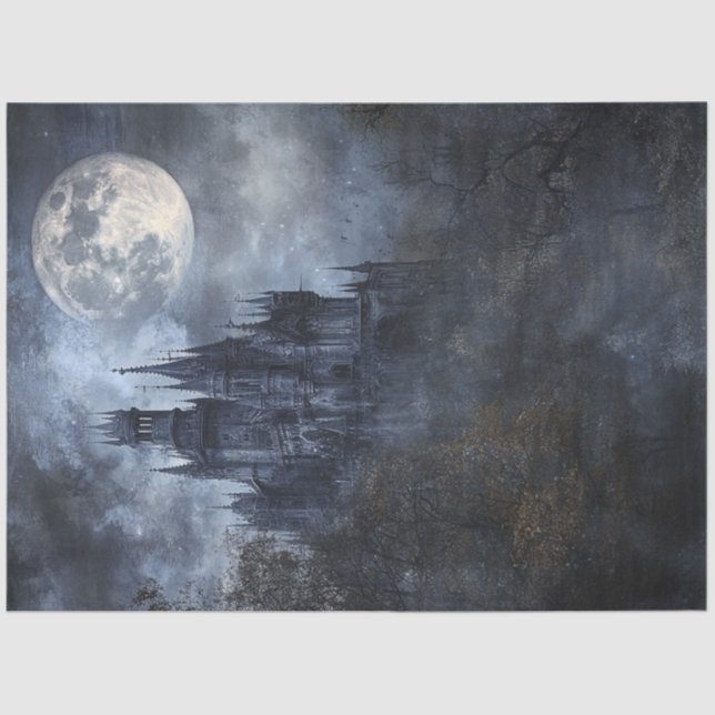 Papier Mousseline Découpage Hauning Gothic Castle Moonlit Sky (Recto)