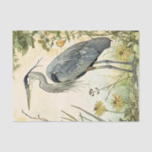 Découpage héron et fleurs