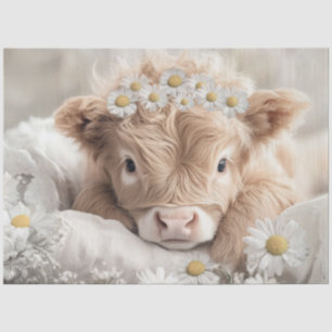 Papier Mousseline Découpage Highland Calf & White Daisy Nursery