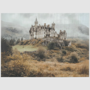 Papier Mousseline Découpage Highland Castle Irlande Misty Paysage