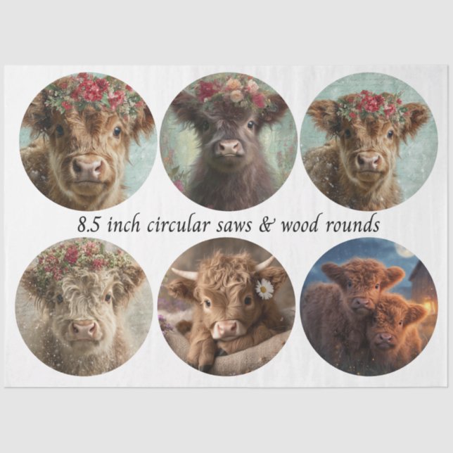 Papier Mousseline Decoupage Highland Circular Saw Designs 8.5"  (Recto)