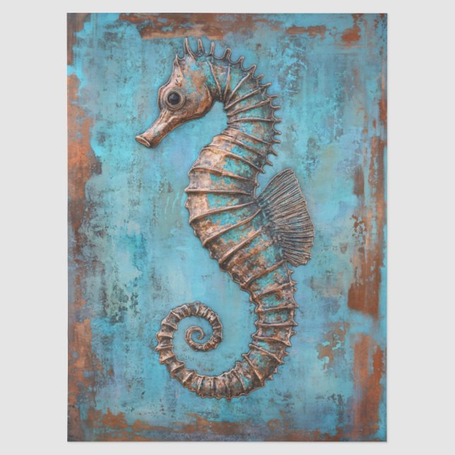 Papier Mousseline Découpage Hippocampe Patine (Recto)