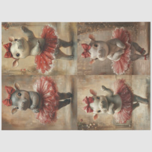 Papier Mousseline Découpage Hippopotames géants habillés dans Tutu