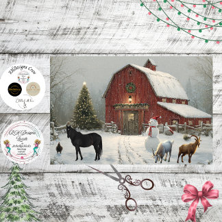 Papier Mousseline Decoupage Hiver Cour de ferme Noël chez Debbie 
