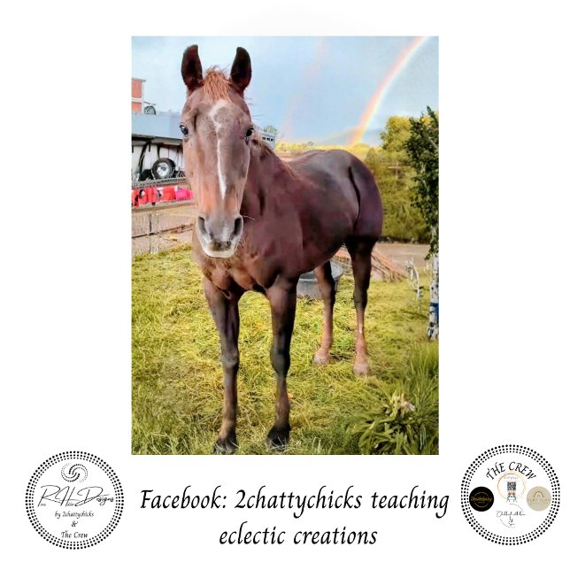 Papier Mousseline Decoupage Horse in Field Rainbow  (Créateur téléchargé)