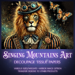 Papier Mousseline Découpage Imaginaire Lion Steampunk industriel