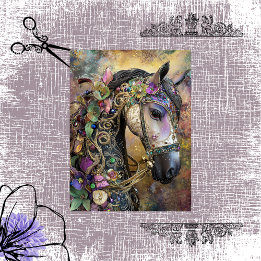 Papier Mousseline Découpage Imaginaire Royal Mane Horse Portrait
