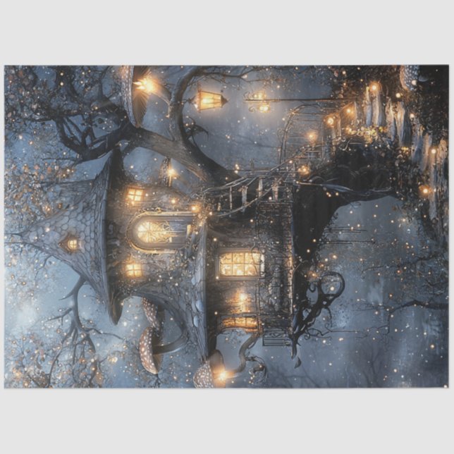 Papier Mousseline Découpage Imaginaire Whimsical Champhroom Treehous (Recto)