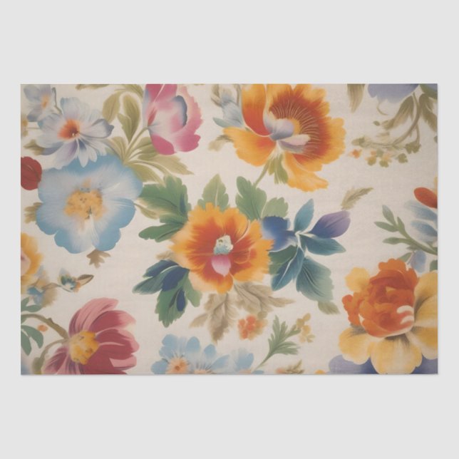 Papier Mousseline Découpage impression de fleurs italiennes /  (Recto)