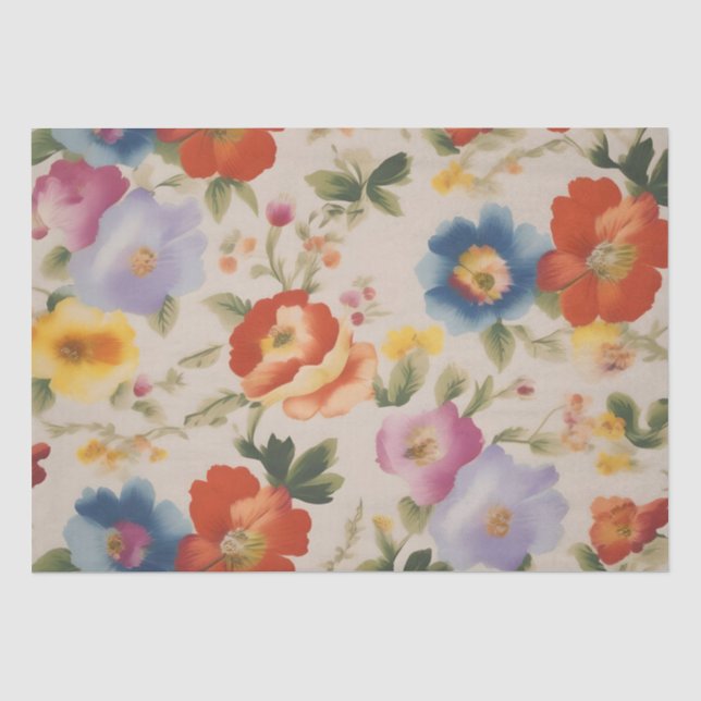 Papier Mousseline Découpage impression de fleurs italiennes /  (Recto)