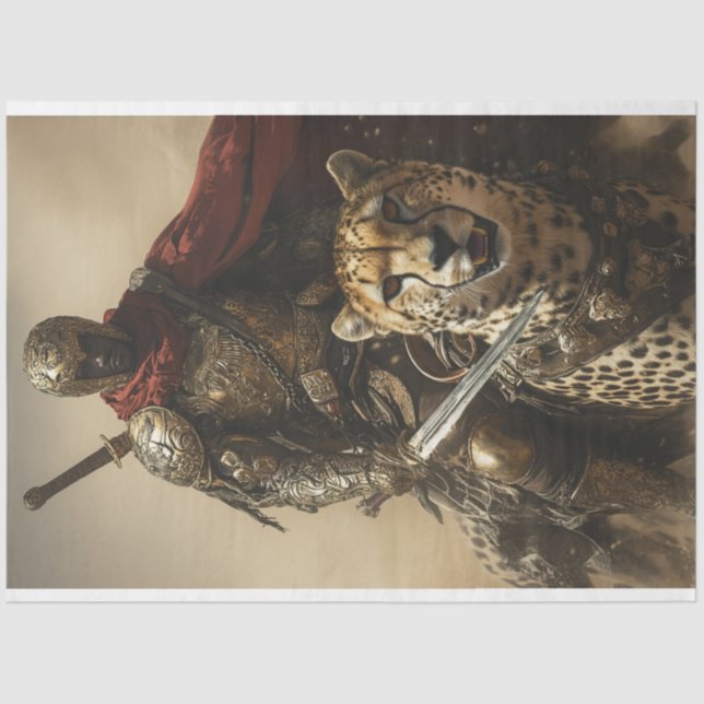 Papier Mousseline Découpage Le guerrier mystique et son guépard (Recto)