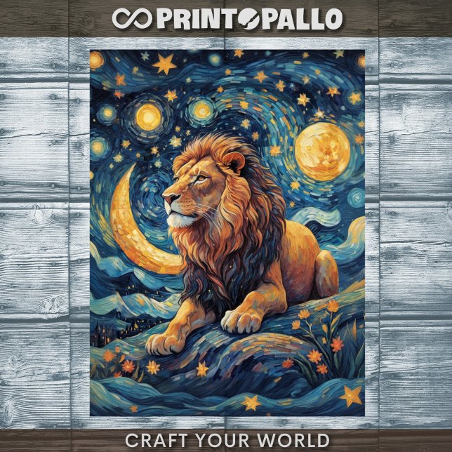 Papier Mousseline Découpage - Le lion dans un monde Van Gogh - (Créateur téléchargé)