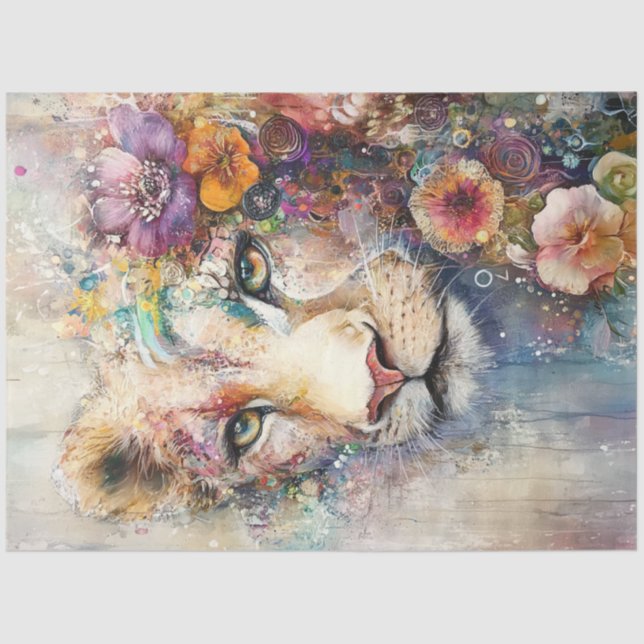 Papier Mousseline Découpage Lions Abstraits Face À L'Élément Artisti (Recto)