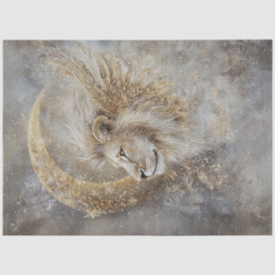 Papier Mousseline Découpage Lions Mystiques Crescent Tête Or Lune