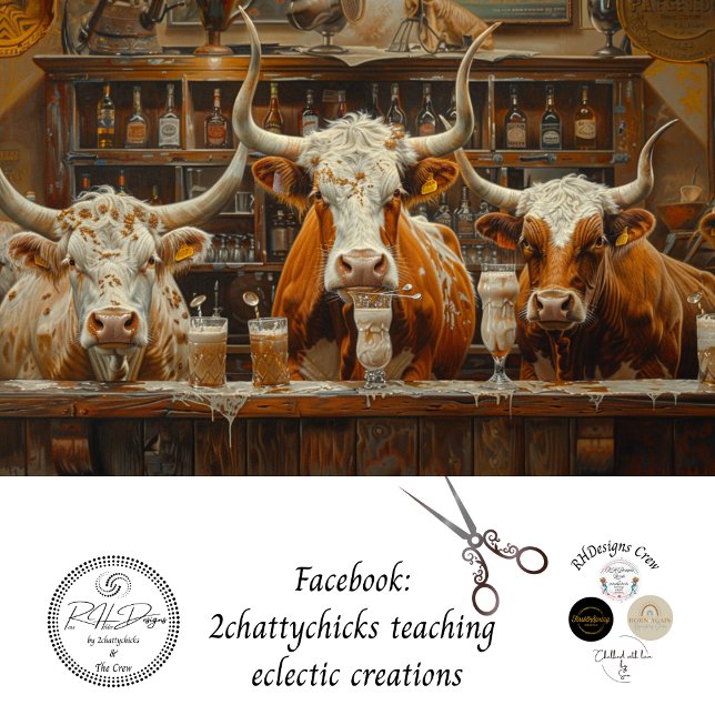 Papier Mousseline Découpage Longhorn Cows Bar Boire Milkshakes (Créateur téléchargé)