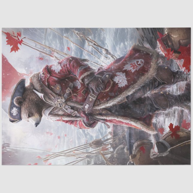 Papier Mousseline Découpage L'ours pirate canadien en mer (Recto)